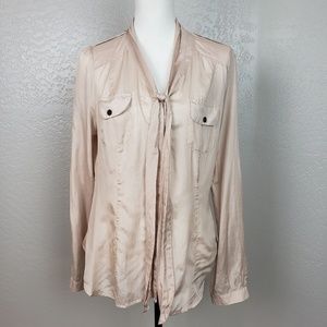 Sanctuary Silk Blend Button Down Shirt Large NWT